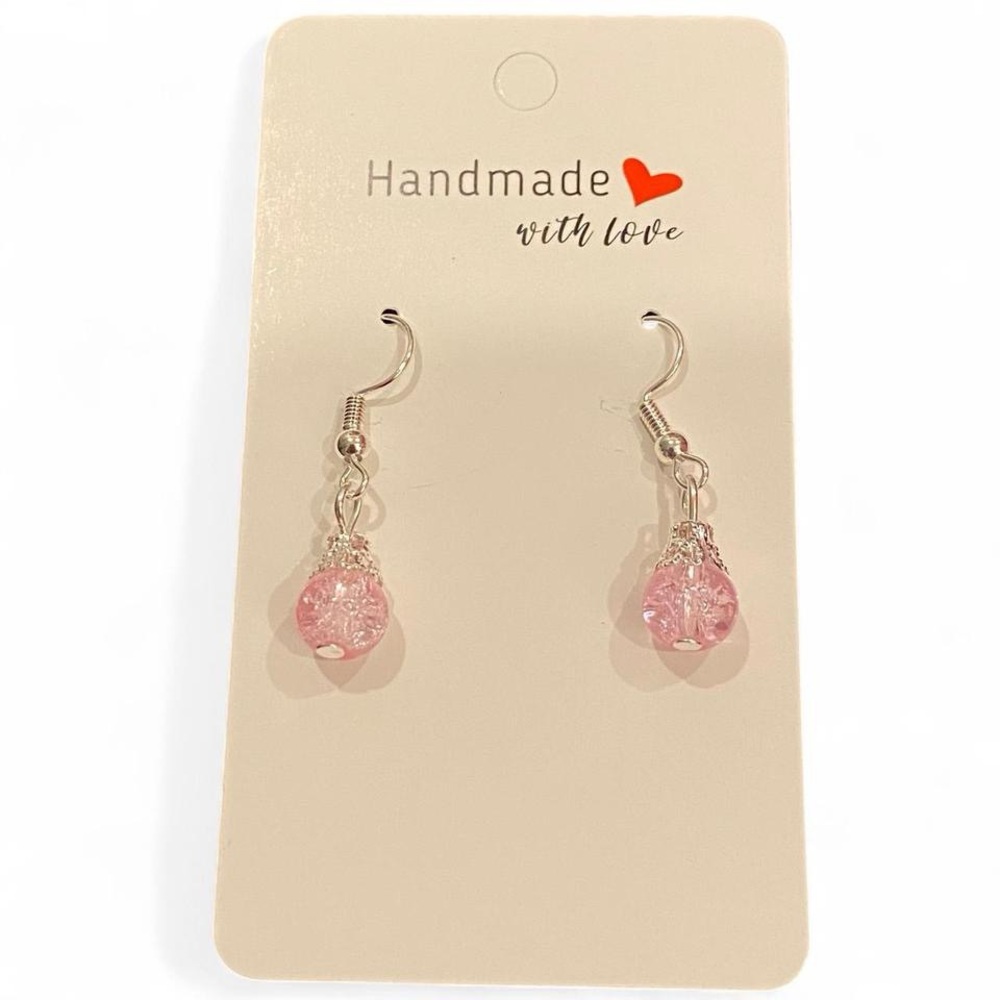 Pink Beaded Dangle Earrings